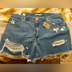 Levi's Distressed Blue Denim Jean Shorts
